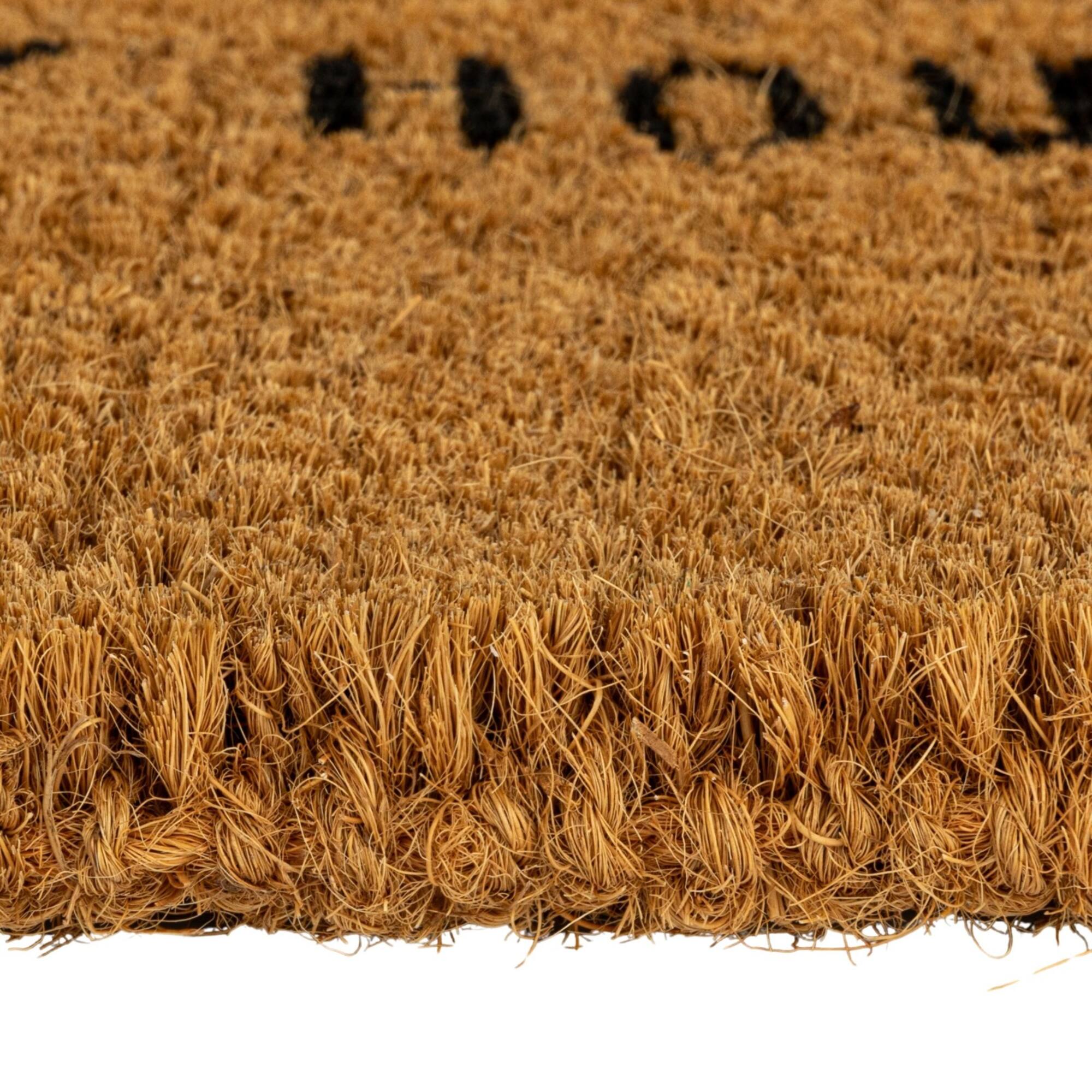 Hello Honey® 32" x 16" Happy House Natural Coir Doormat